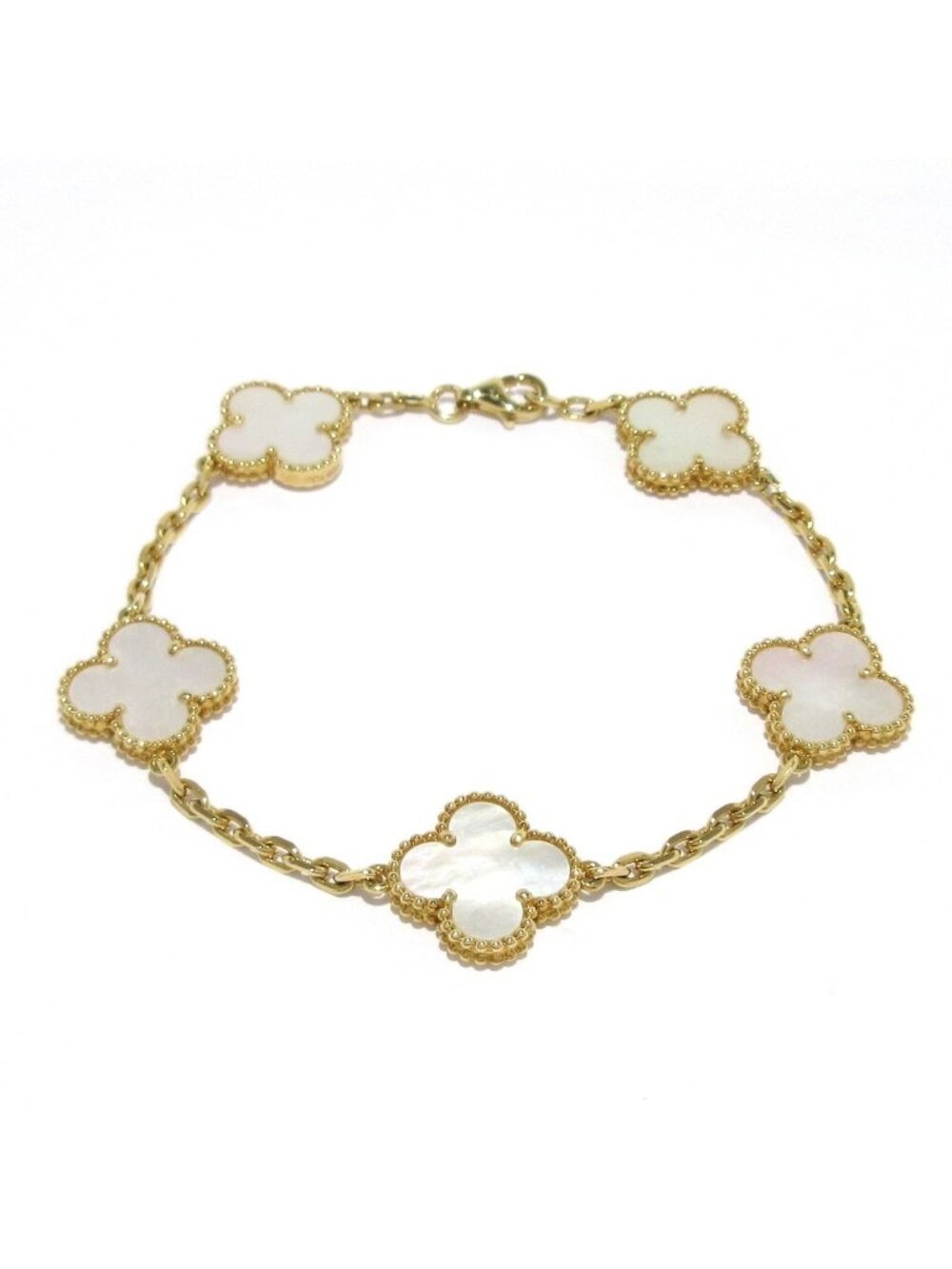 Van Cleef & Arpels Bracelet Vintage Alhambra 18k Yellow Gold Ivory 5 Motif